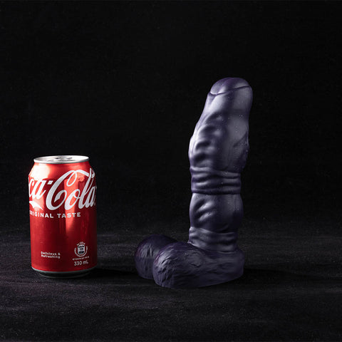 Galactic Twilight fantasy dildo displayed diagonally, showcasing dual knots and nubbed spine against black background.