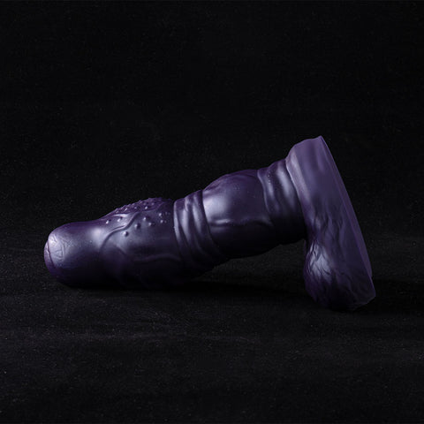 Galactic Twilight fantasy dildo displayed diagonally, showcasing dual knots and nubbed spine against black background.