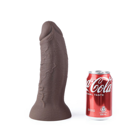 TerraSilk Prime realistic silicone dildo showcasing [specific feature: vascular texture/suction base/size comparison], designed for pressure-free ergonomic use.